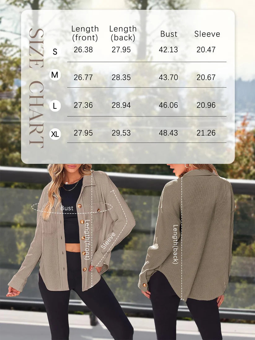 AUTOMET Fall Outfits for Women 2025 Fashion Clothes Winter Waffle Knit Clothing Oversized Button Down Shirt