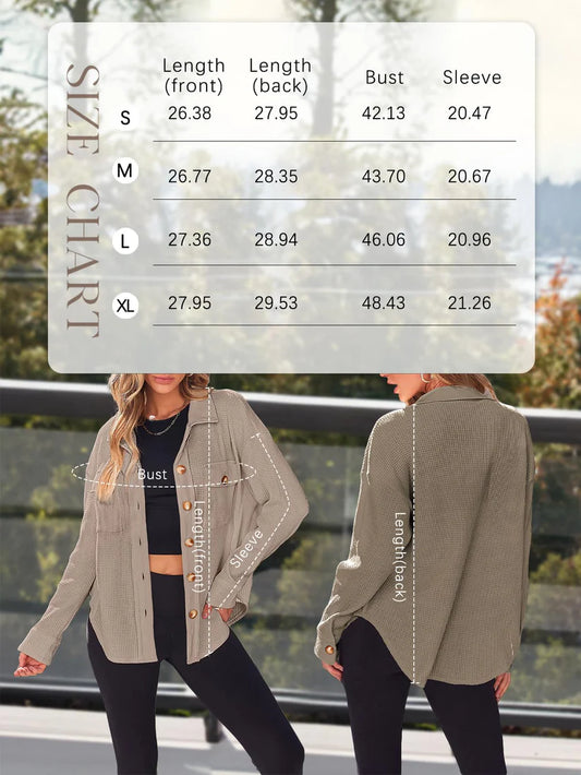 AUTOMET Fall Outfits for Women 2025 Fashion Clothes Winter Waffle Knit Clothing Oversized Button Down Shirt