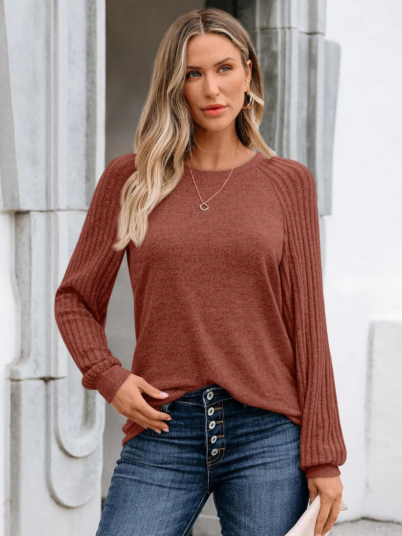 AUTOMET Womens Long Sleeve Shirts Tops Sweaters Casual Crew Neck Fall Outfits Clothes 2025 Fashion Winter Clothing